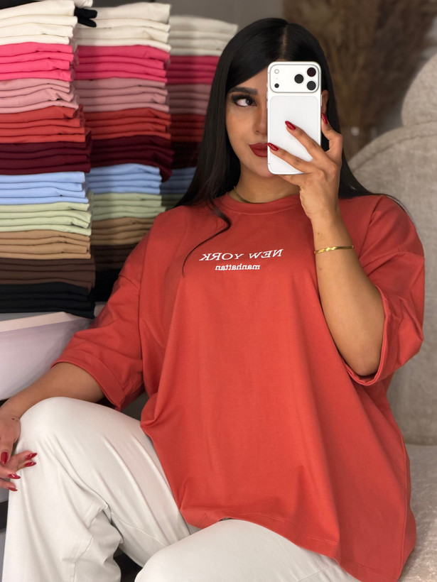 تیشرت باکسی آستین پاکتی💌 طرح NEW YORK