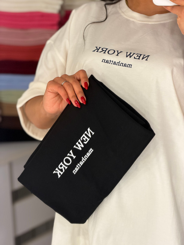 تیشرت باکسی آستین پاکتی💌 طرح NEW YORK