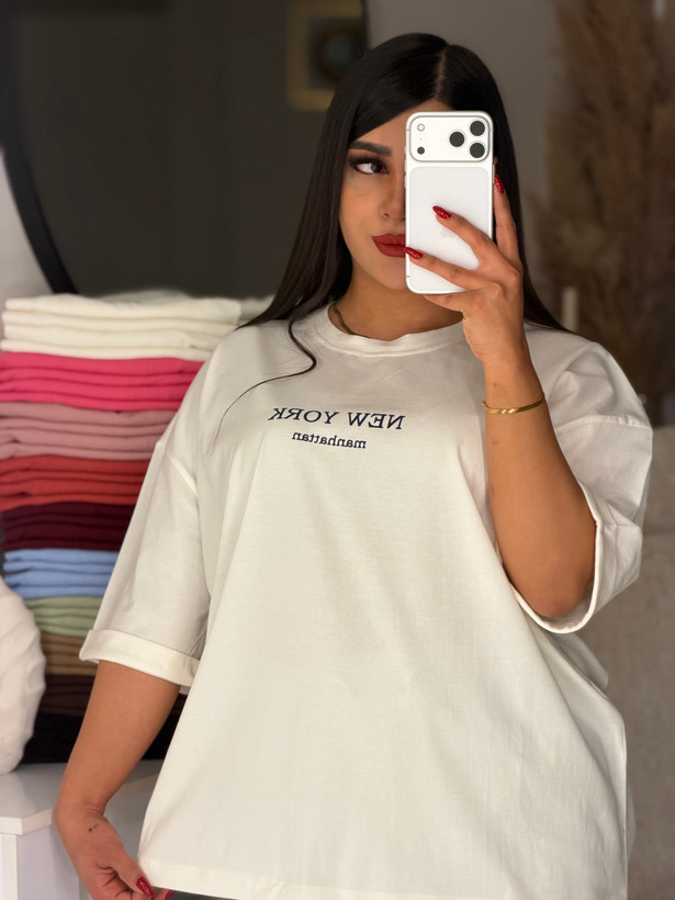 تیشرت باکسی آستین پاکتی💌 طرح NEW YORK