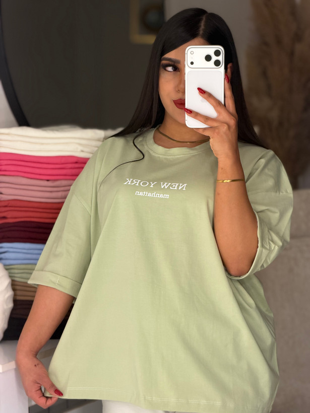 تیشرت باکسی آستین پاکتی💌 طرح NEW YORK