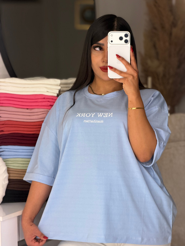 تیشرت باکسی آستین پاکتی💌 طرح NEW YORK