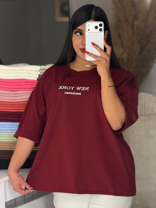تیشرت باکسی آستین پاکتی💌 طرح NEW YORK