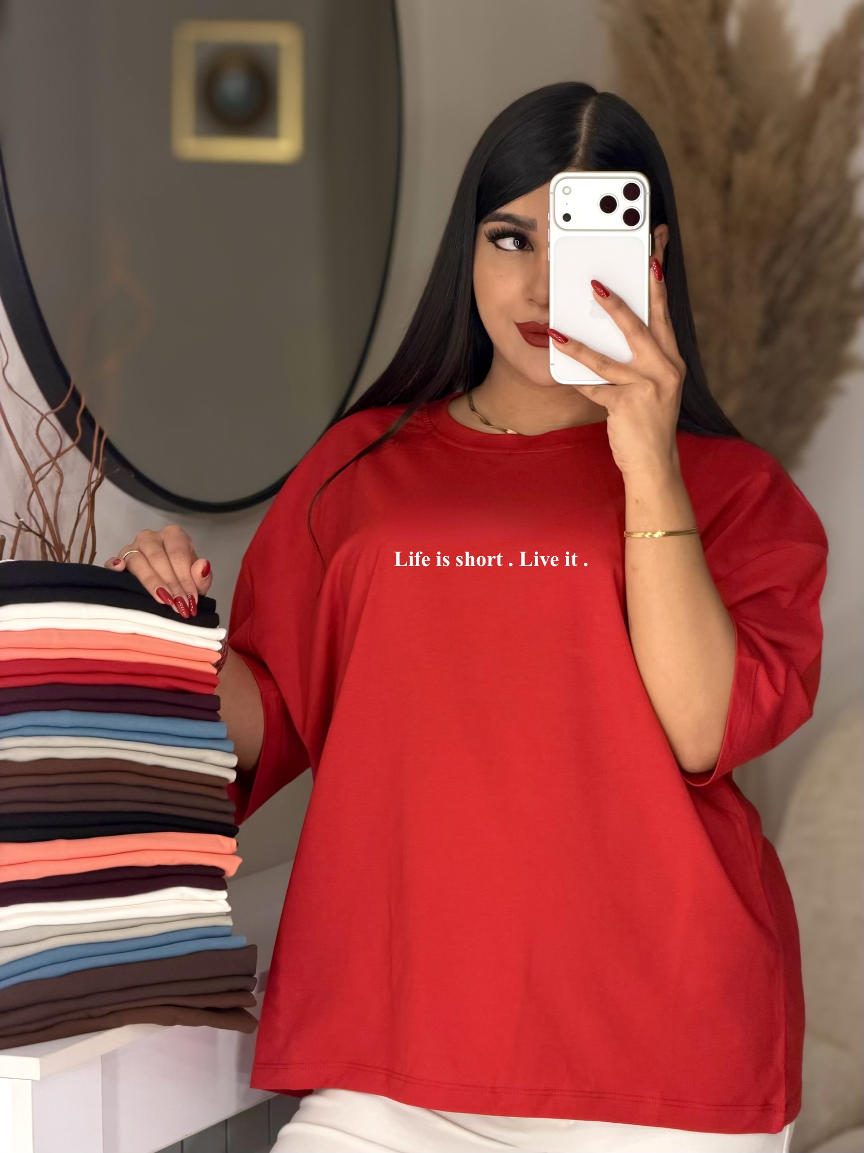تیشرت باکسی Life is short . Live it.