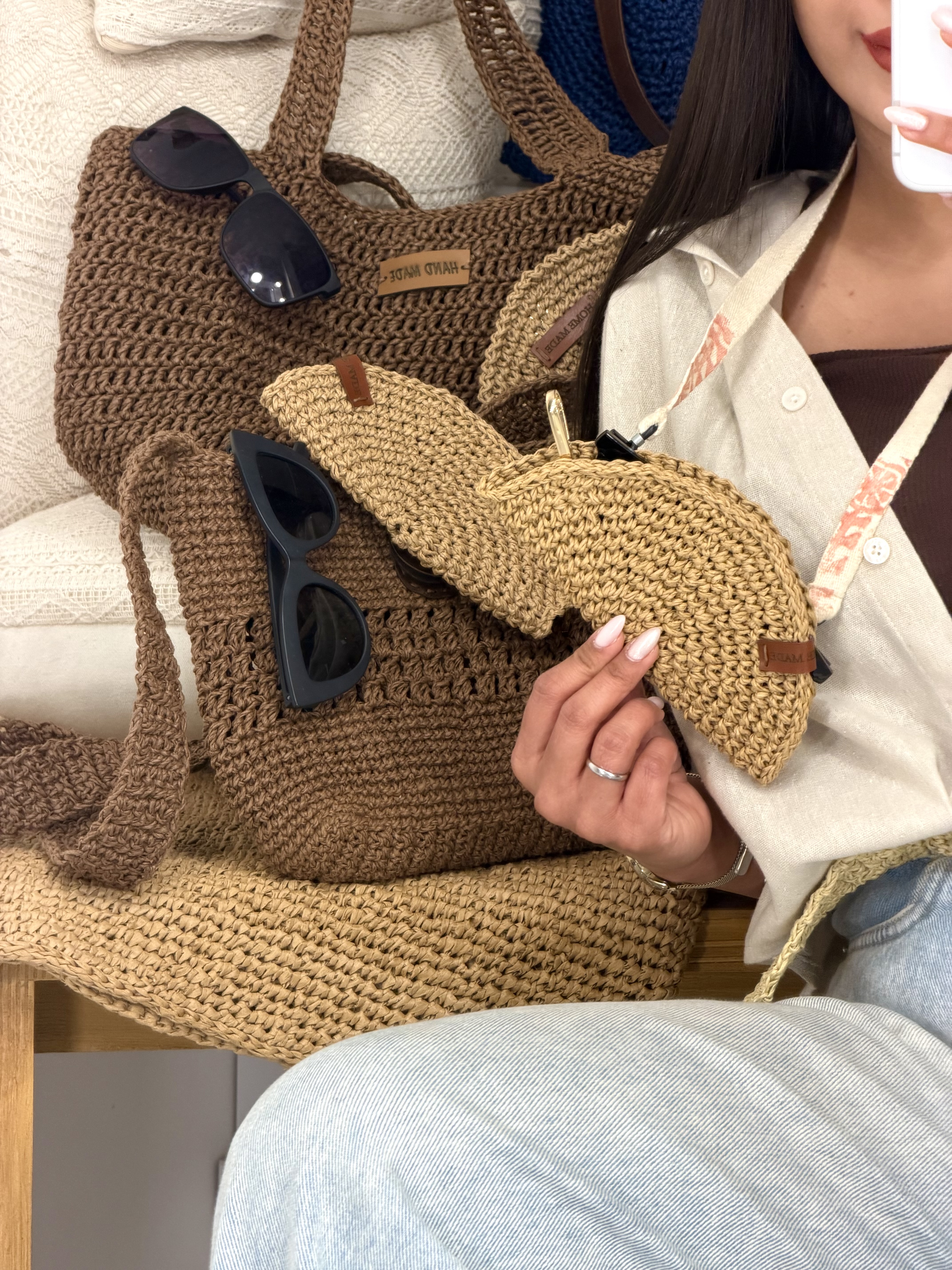 جا عینک آفتابی و کیف های رافیا🕶️👜🧶