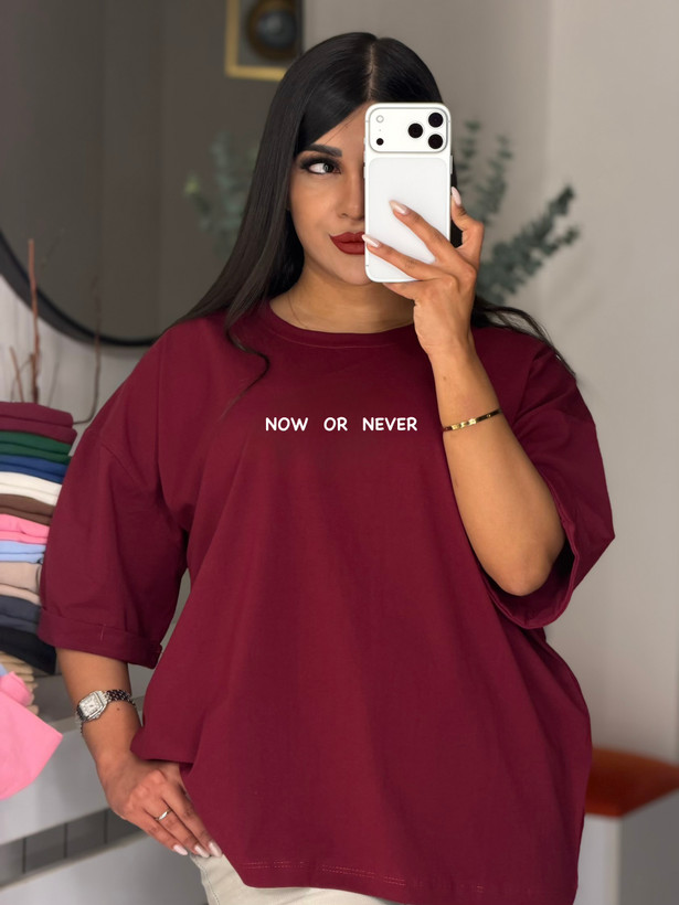 تیشرت باکسی آستین پاکتی NOT OR NEVER💌