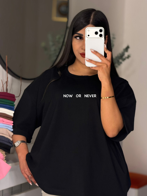 تیشرت باکسی آستین پاکتی NOT OR NEVER💌