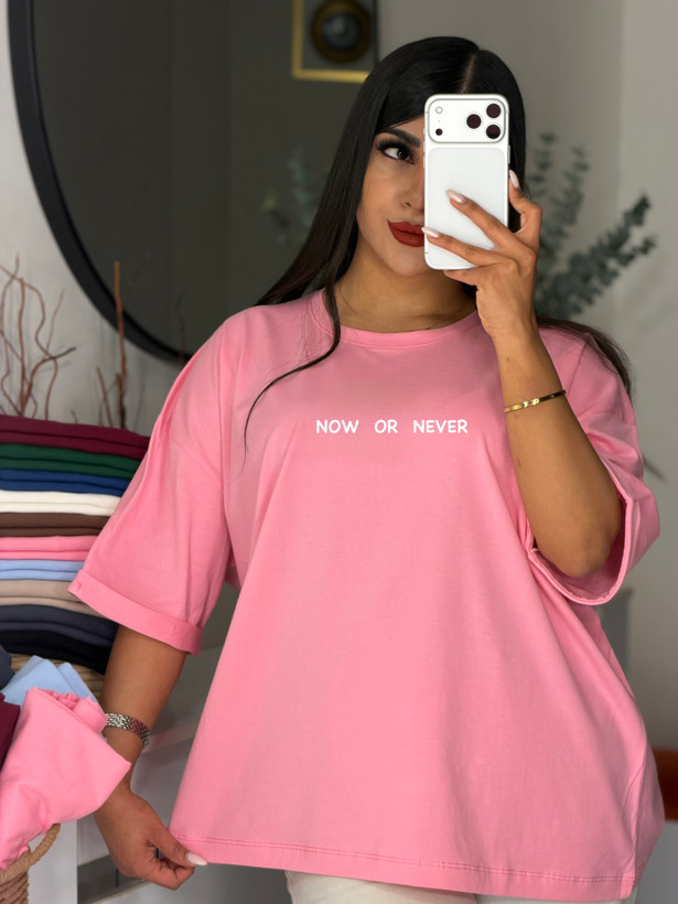 تیشرت باکسی آستین پاکتی NOT OR NEVER💌