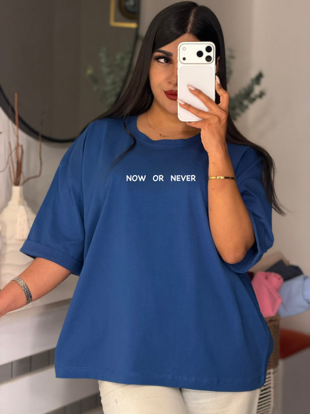 تیشرت باکسی آستین پاکتی NOT OR NEVER💌