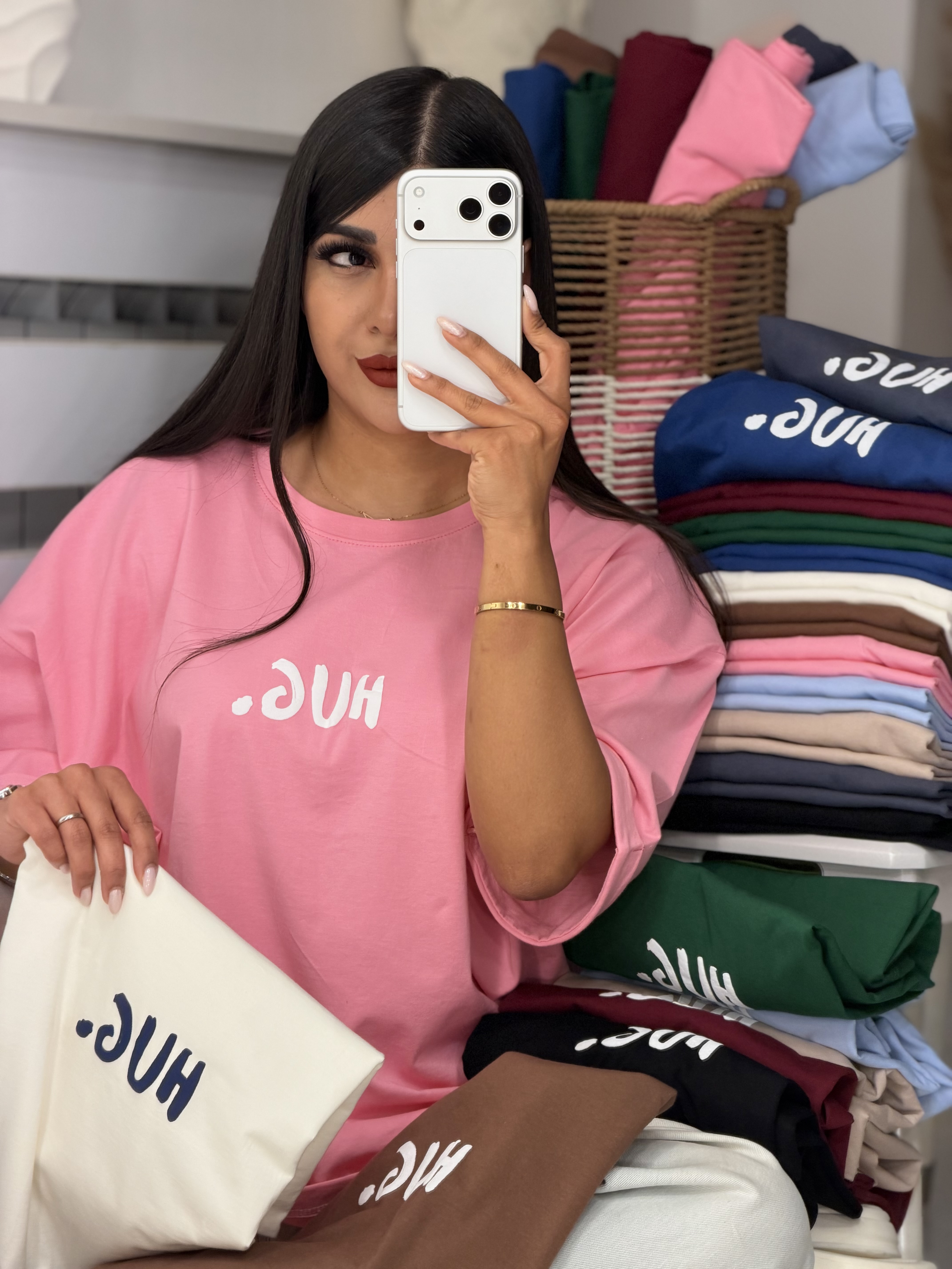 📍تیشرت باکسی آستین پاکتی HUG 🤗 💌