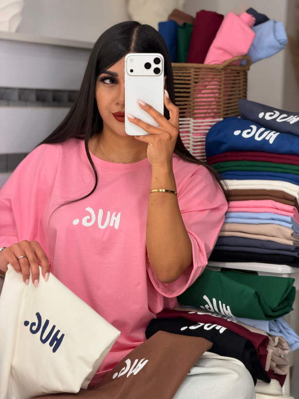 📍تیشرت باکسی آستین پاکتی HUG 🤗 💌