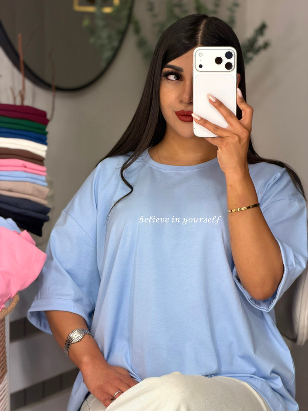تیشرت باکسی آستین پاکتی 𝒷𝑒𝓁𝒾𝑒𝓋𝑒 𝒾𝓃 𝓎𝑜𝓊𝓇𝓈𝑒𝓁𝒻 💌