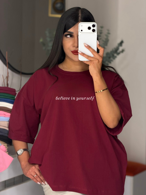 تیشرت باکسی آستین پاکتی 𝒷𝑒𝓁𝒾𝑒𝓋𝑒 𝒾𝓃 𝓎𝑜𝓊𝓇𝓈𝑒𝓁𝒻 💌