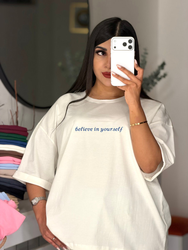 تیشرت باکسی آستین پاکتی 𝒷𝑒𝓁𝒾𝑒𝓋𝑒 𝒾𝓃 𝓎𝑜𝓊𝓇𝓈𝑒𝓁𝒻 💌