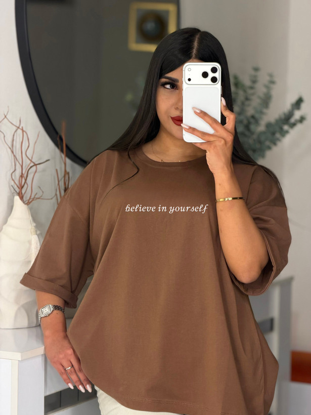 تیشرت باکسی آستین پاکتی 𝒷𝑒𝓁𝒾𝑒𝓋𝑒 𝒾𝓃 𝓎𝑜𝓊𝓇𝓈𝑒𝓁𝒻 💌